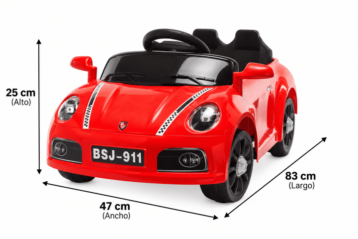 Carro Montable Tipo Porsche Sonidos Y Luces Rojo Niños